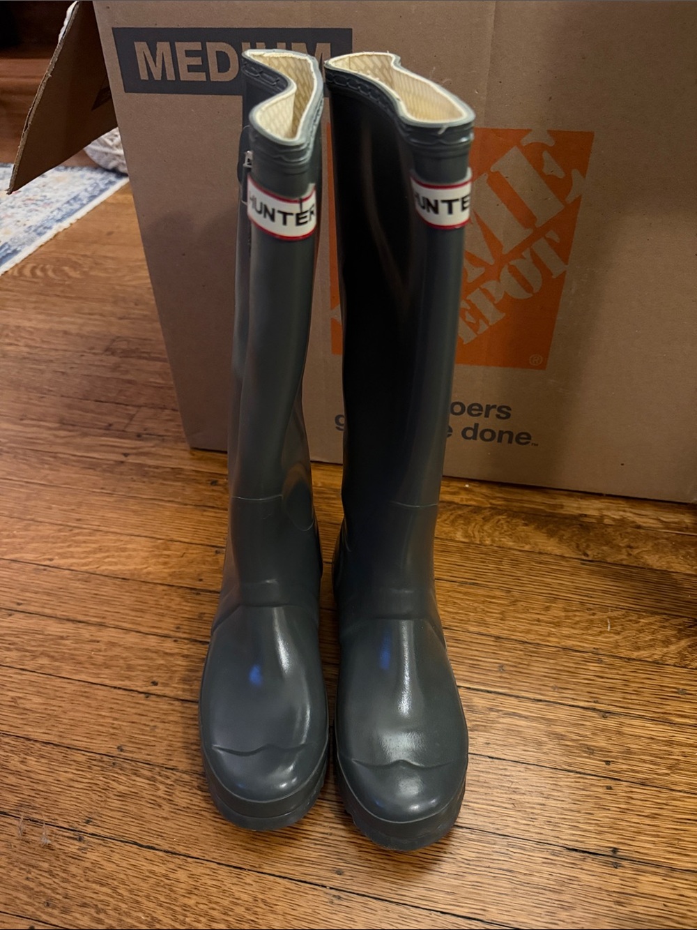 Hunter Tall Glossy Charcoal Rain Boots
